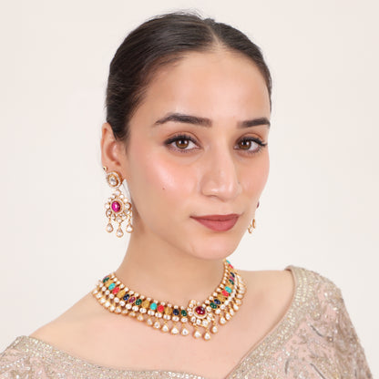 Navya Navratna Necklace Set