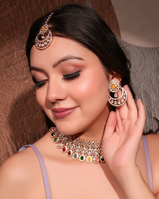 Multicoloured Aarzoo Prism Jewellery Set
