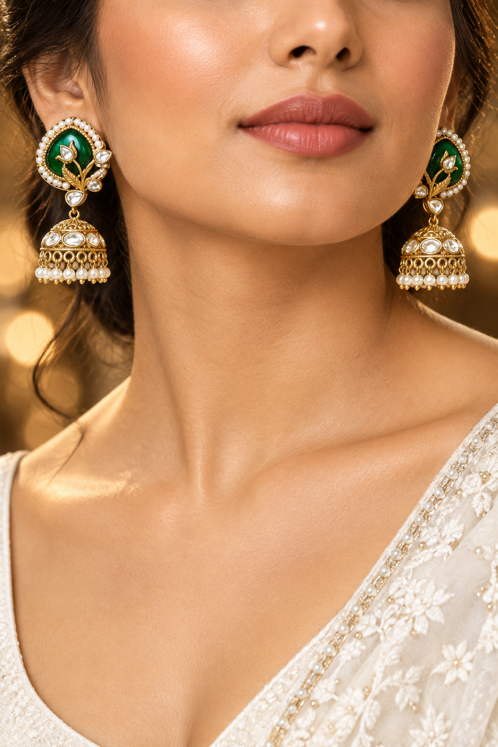 Aabha Emerald Jhumkas