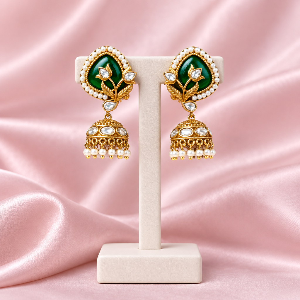 Aabha Emerald Jhumkas