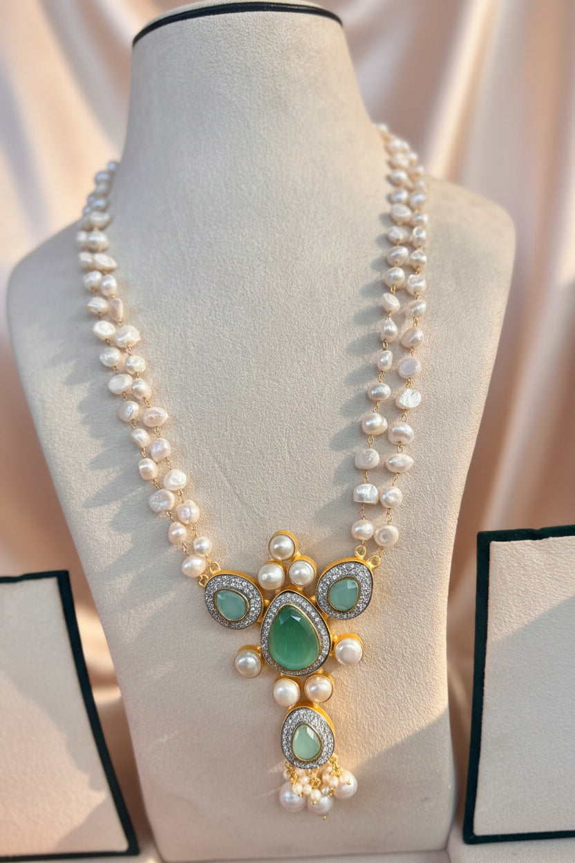 Mint Pearl Necklace Set