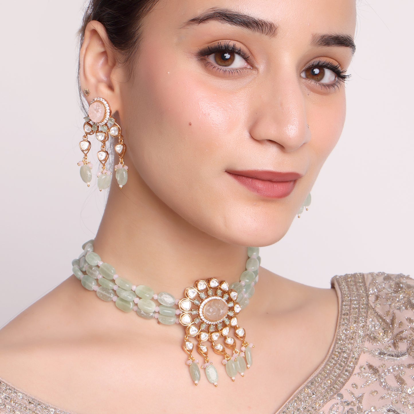 Mint Green Kundan Choker Set