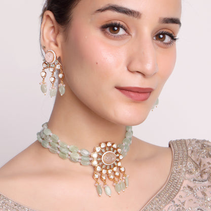 Mint Green Kundan Choker Set