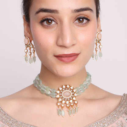 Mint Green Kundan Choker Set