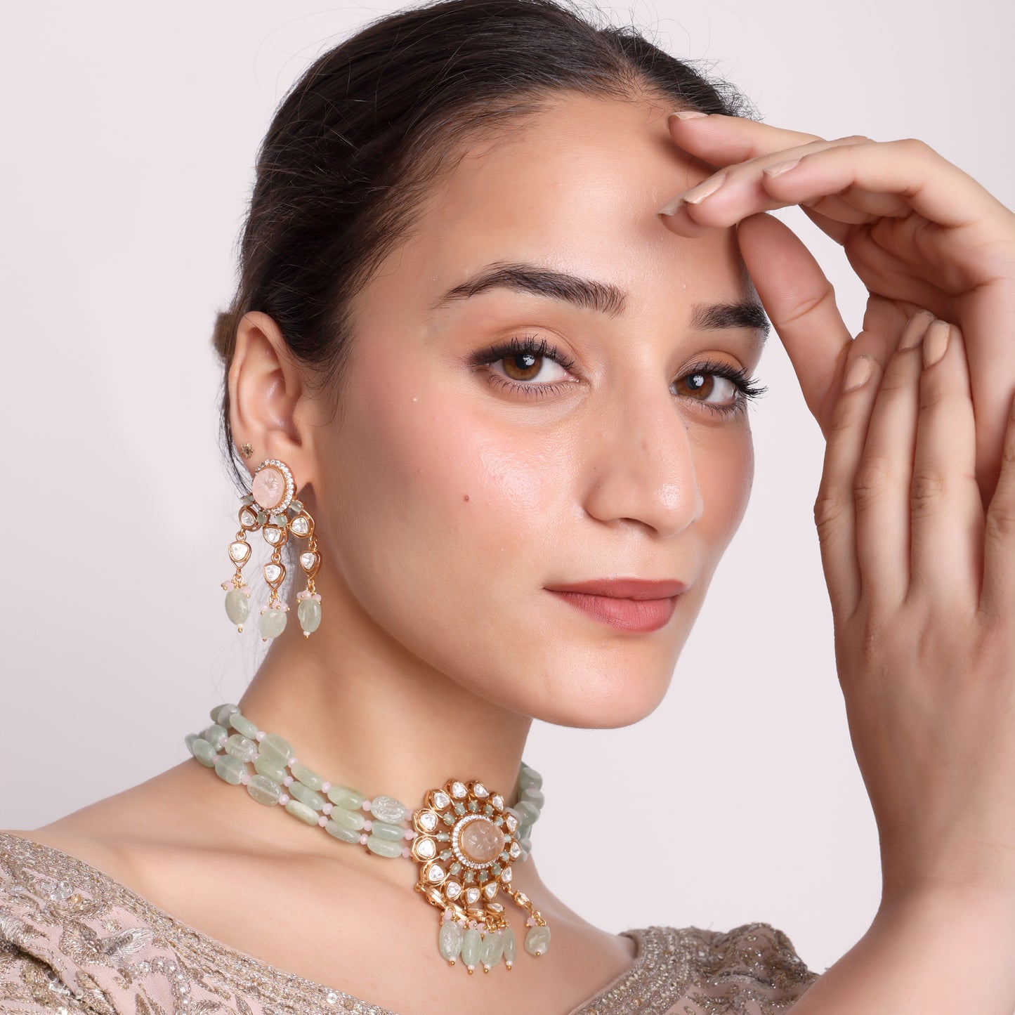 Mint Green Kundan Choker Set