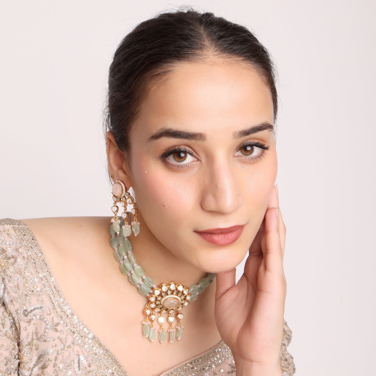 Mint Green Kundan Choker Set