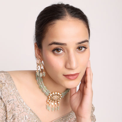 Mint Green Kundan Choker Set