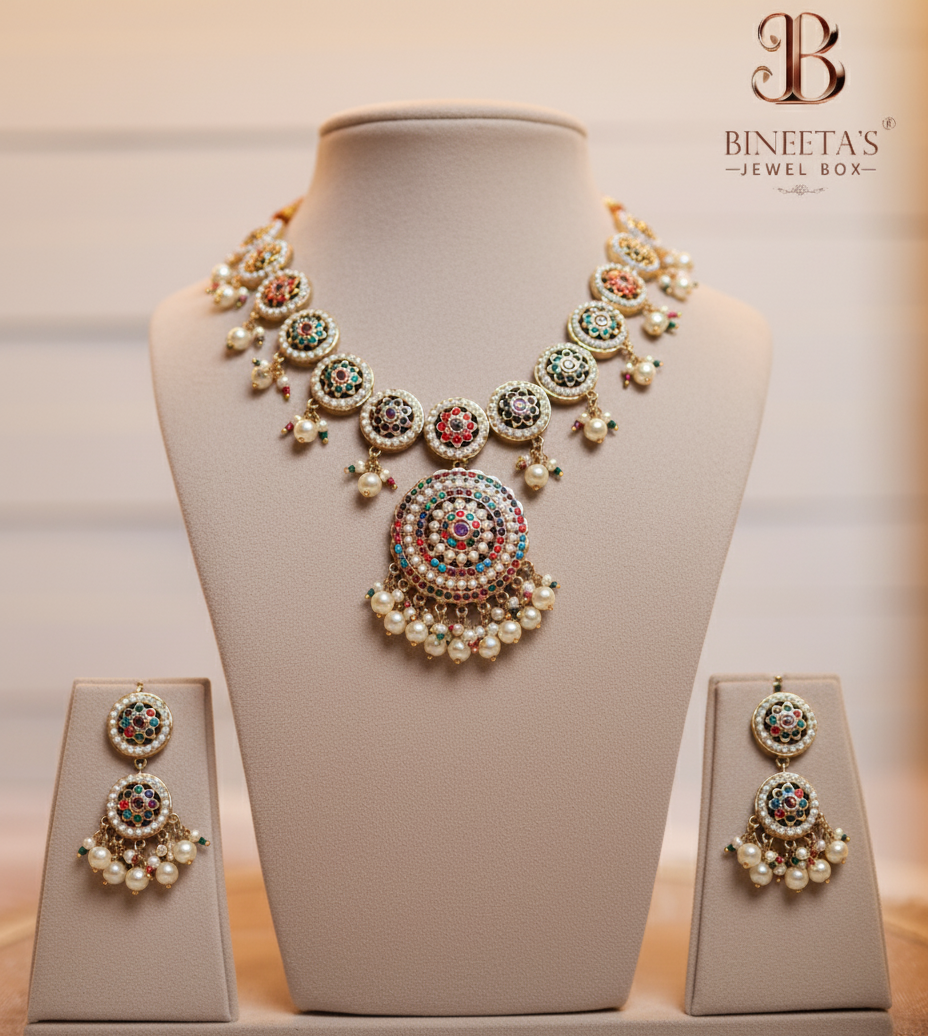 Chandrika Mandala Navratan Jewellery Set
