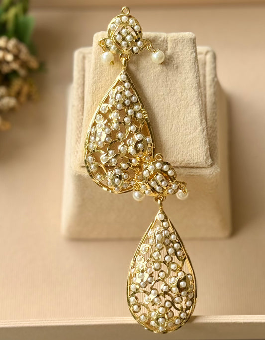 Gulmohar Drop Pearl Earrings
