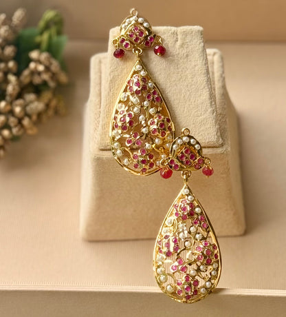 Gulmohar Drop Ruby Earrings