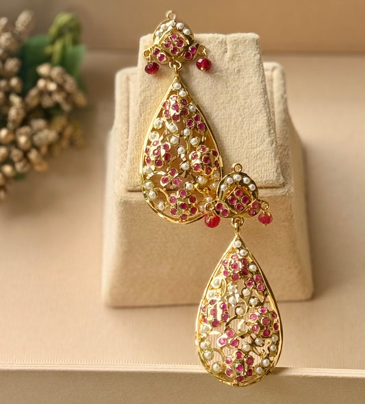 Gulmohar Drop Ruby Earrings