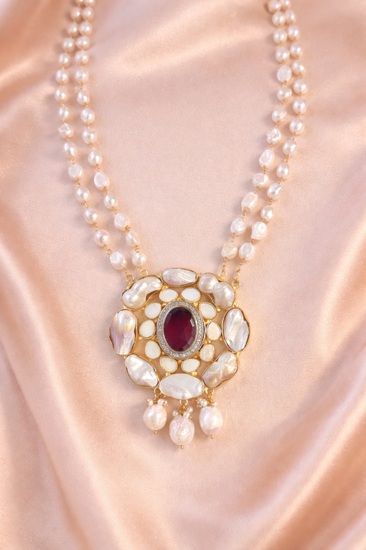 Ruby Pearl Empress Necklace Set