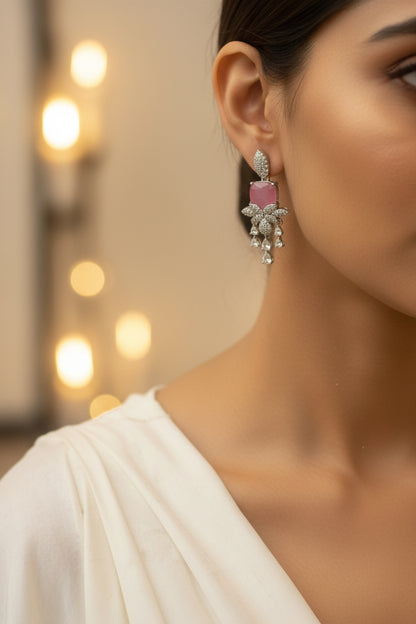 Roselle Blush American Diamond Earrings