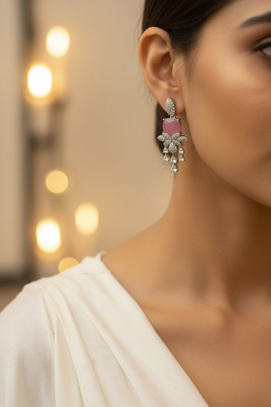 Roselle Blush American Diamond Earrings