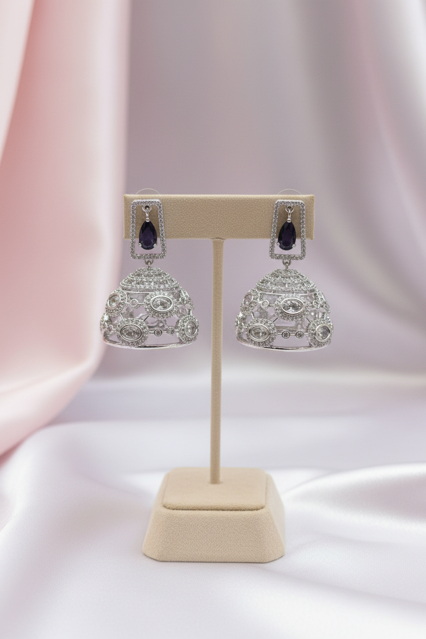 Amara Amethyst American Diamond Jhumkas