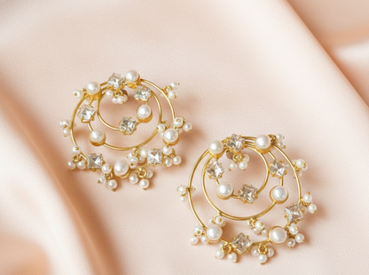 Elira Pearl Crystal Hoops