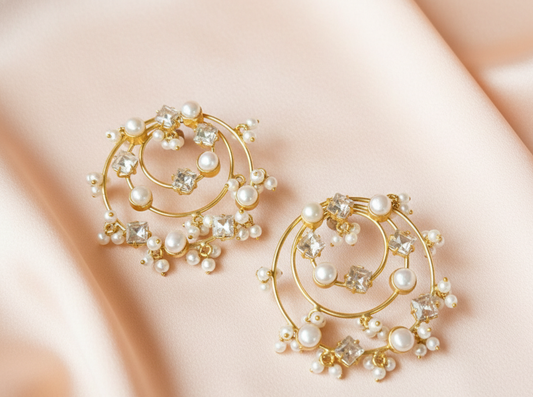 Elira Pearl Crystal Hoops