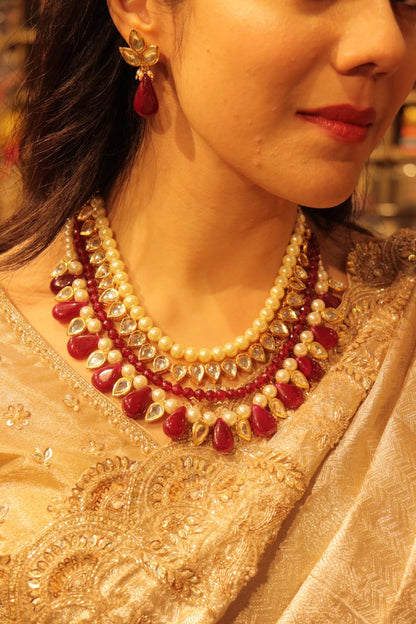 Regal Ruby Cascade Necklace Set