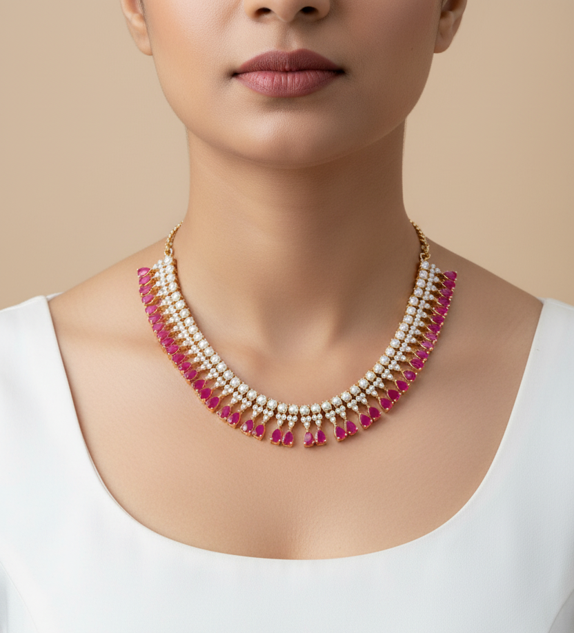 Aashni Ruby Pearl Jewellery Set
