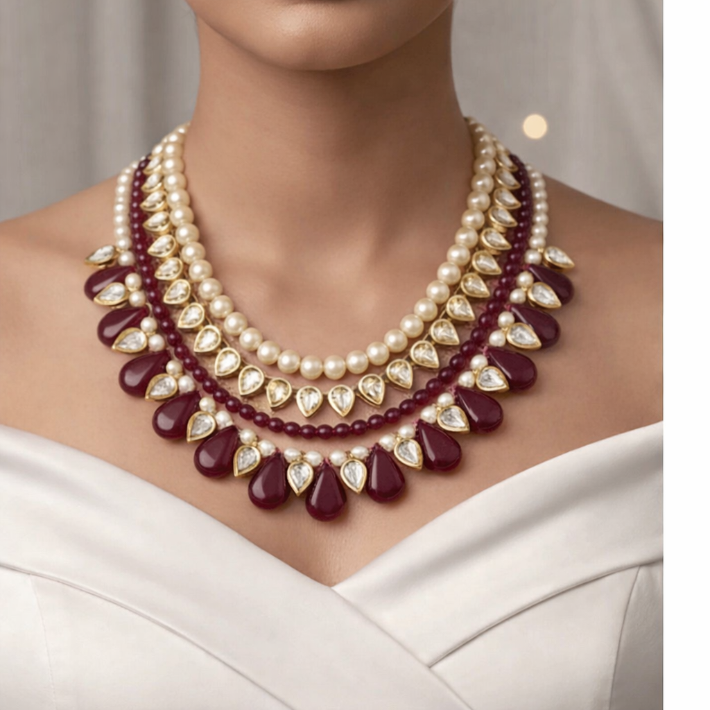 Regal Ruby Cascade Necklace Set