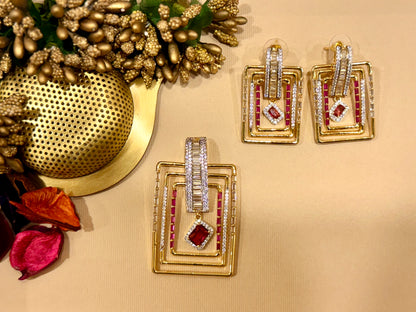 Crimson Frame Pendant Set