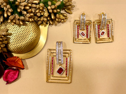 Crimson Frame Pendant Set
