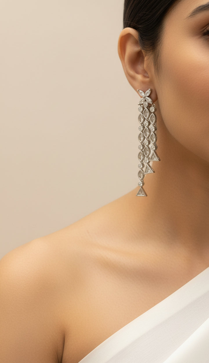 Veyra Geometric American Diamond Earrings