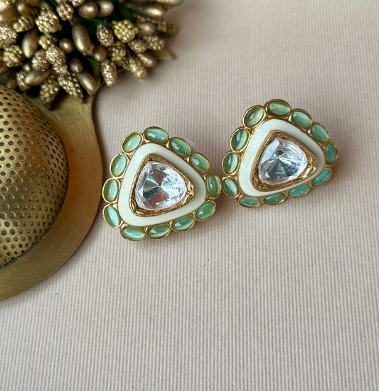 Mint Enamel Trillium Kundan Tops