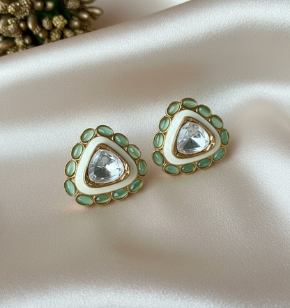 Mint Enamel Trillium Kundan Tops