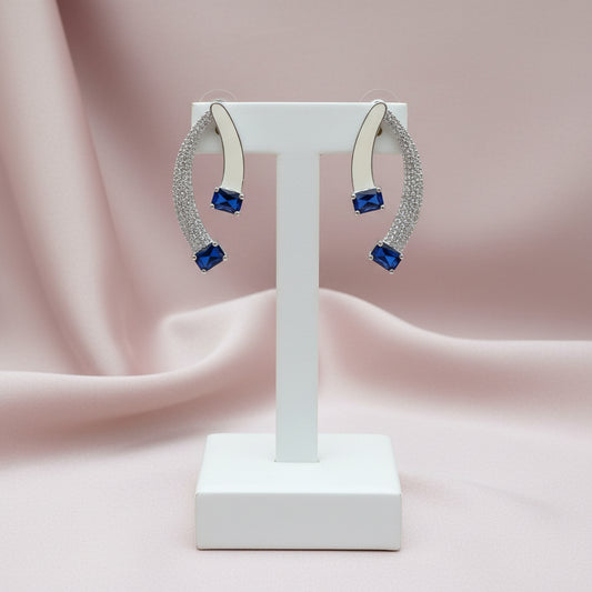 Veyla Navy & Ivory American Diamond Earrings