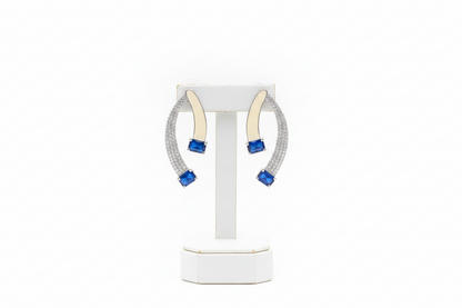 Veyla Navy & Ivory American Diamond Earrings