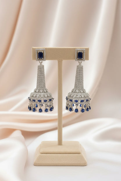 Nayra Sapphire American Diamond Jhumkas