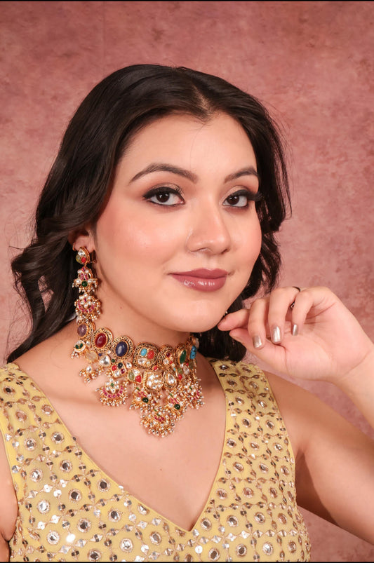 Navratan Royale Choker Jewellery Set