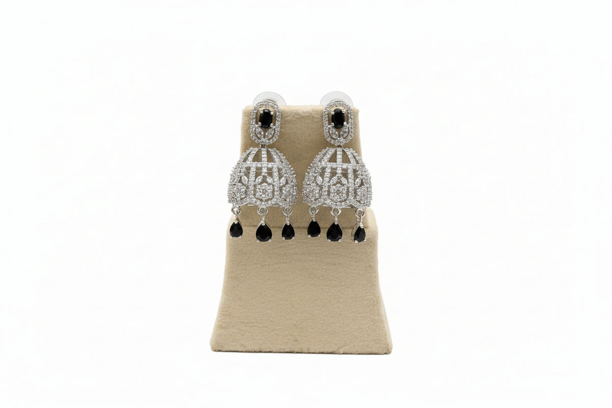 Noiré Black American Diamond Jhumkas