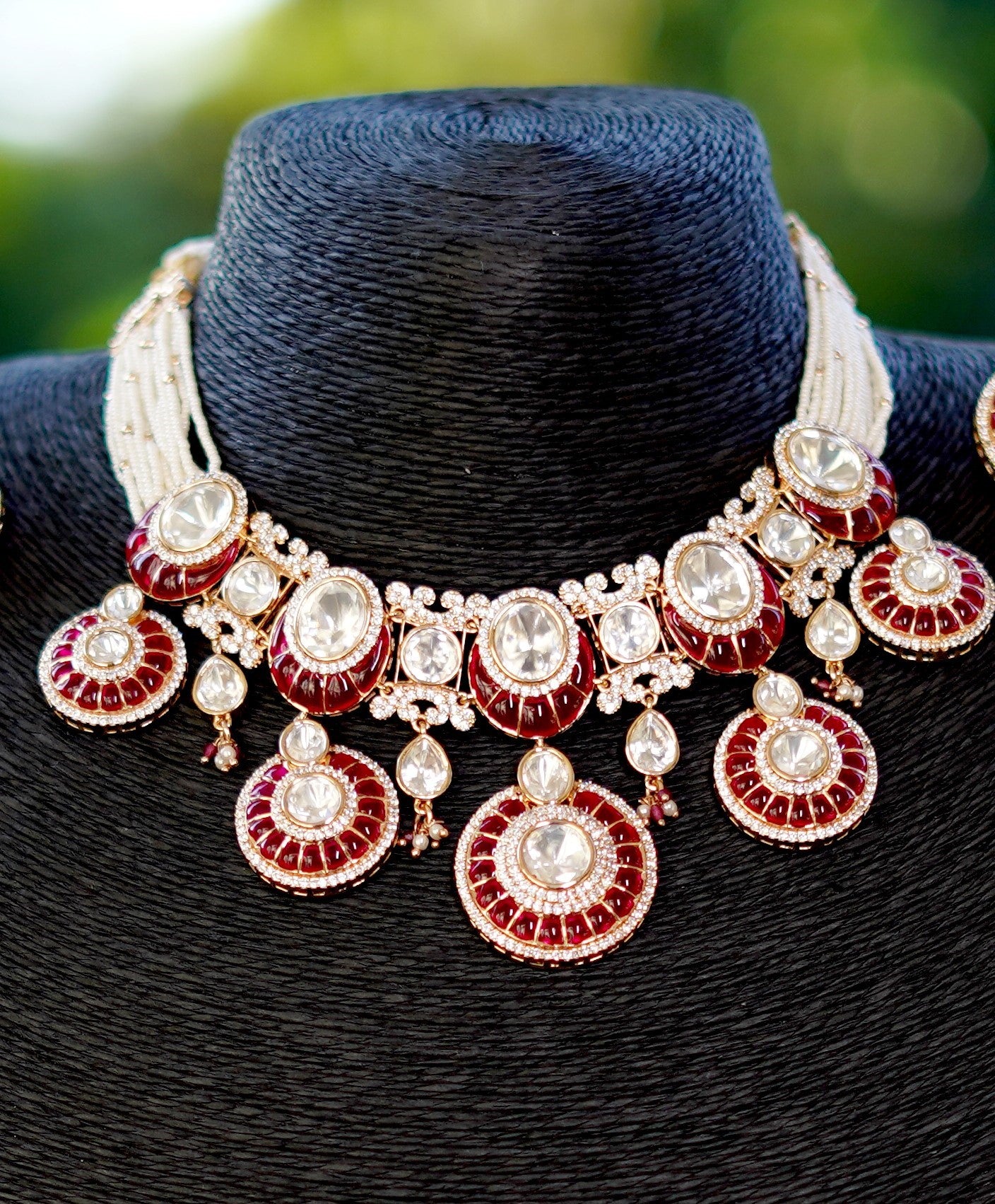 Red Zohra Kundan Necklace Set