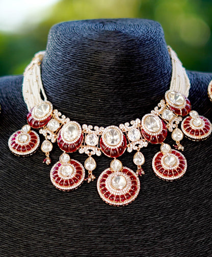 Red Zohra Kundan Necklace Set