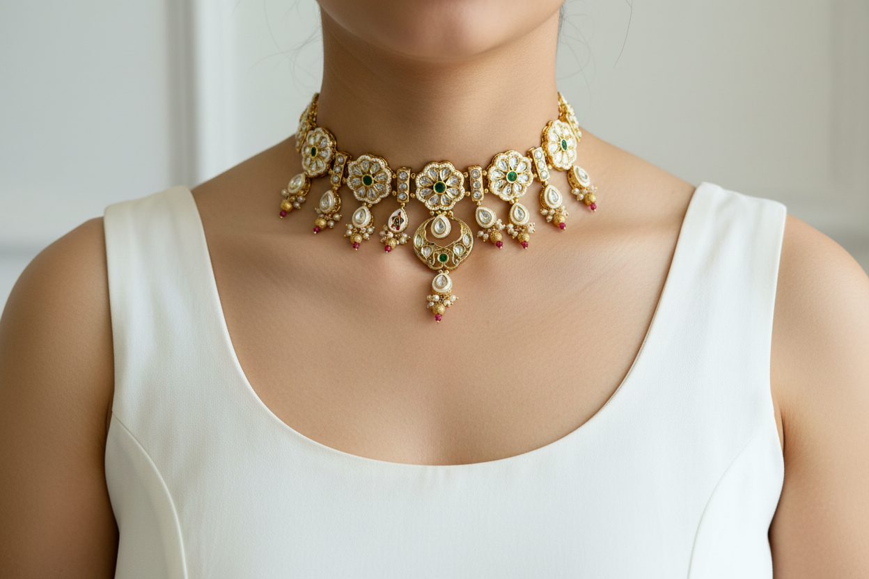 Ziva Floral Kundan Jewellery Set
