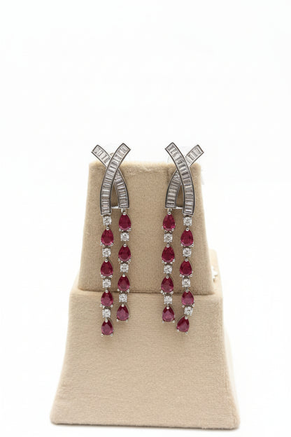 Viora Deep Fuchsia American Diamond Earrings
