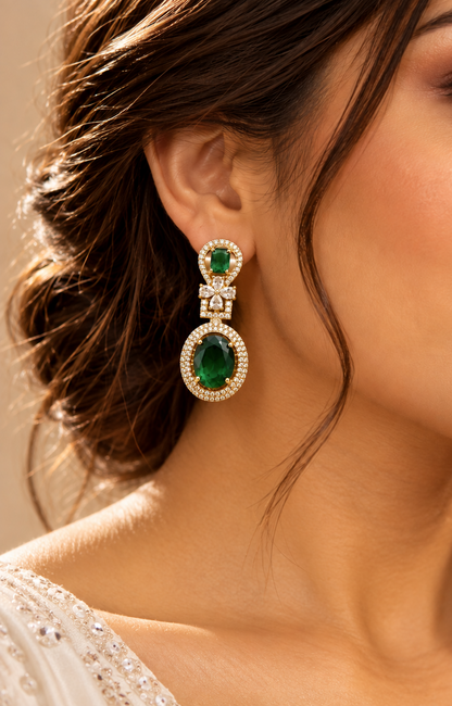 Emerelle Green American Diamond Earrings