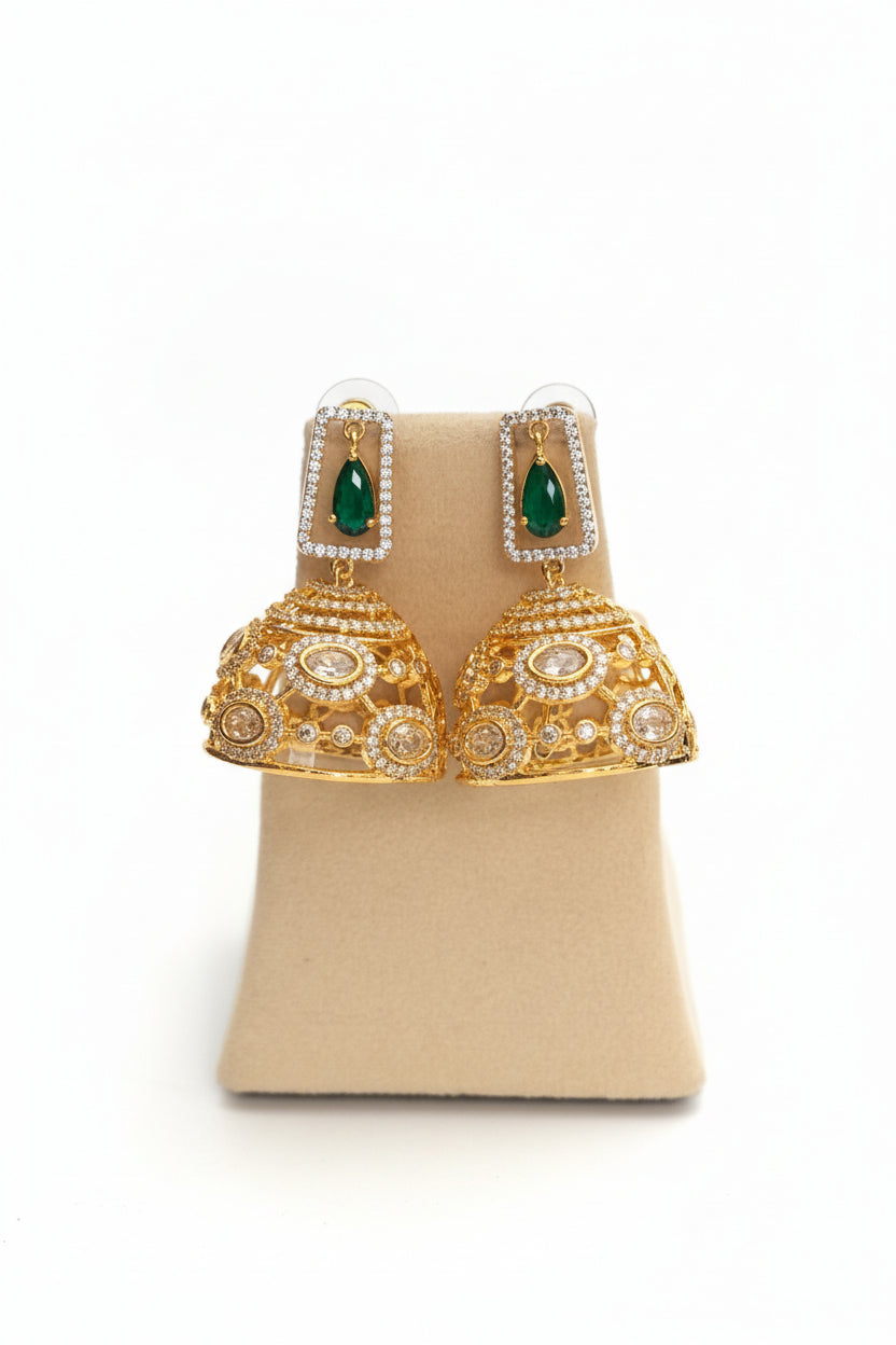 Ruhani Emerald Polki Jhumkas