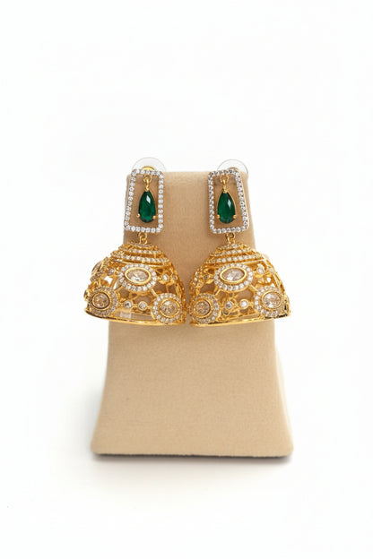 Ruhani Emerald Polki Jhumkas