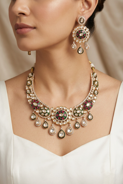 Gold Roselle Kundan Jewellery Set