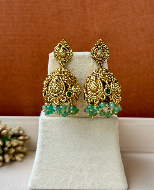 Amara Green Nakshi Jhumkas