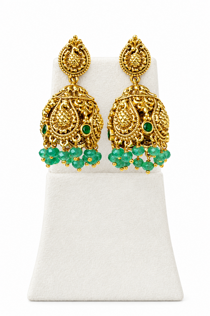 Amayra Green Nakshi Jhumkas