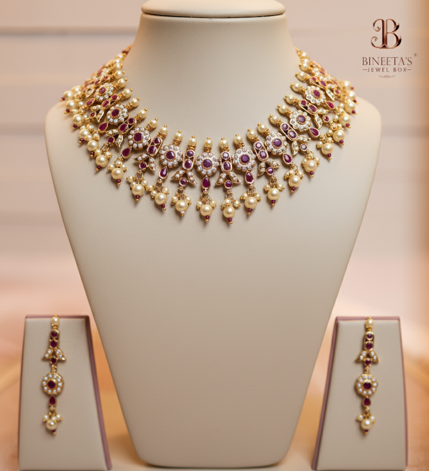 Rajviva Ruby Pearl Set