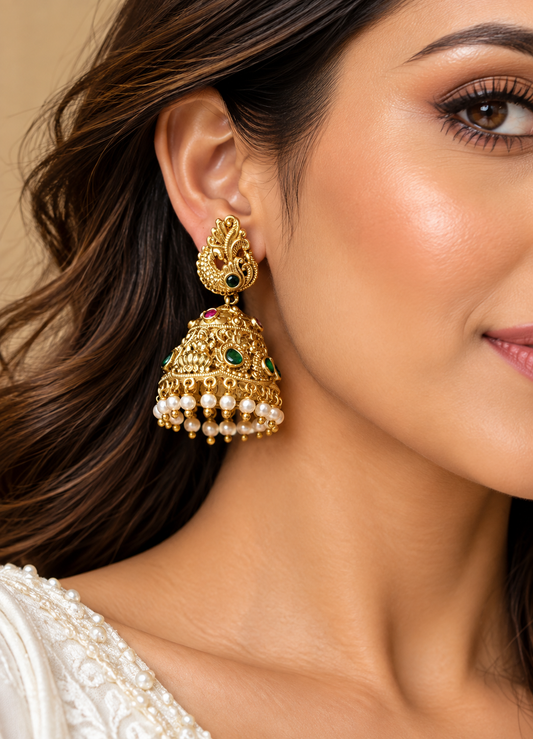 Nakshi Peacock Jhumkas