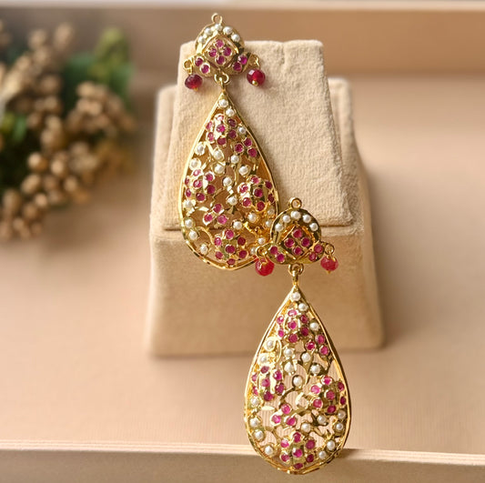 Gulmohar Drop Ruby Earrings