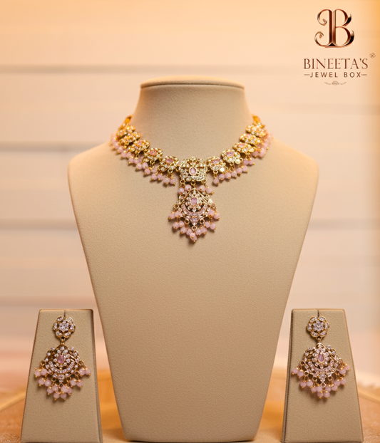 Blush Pink Jadau Jewellery Set