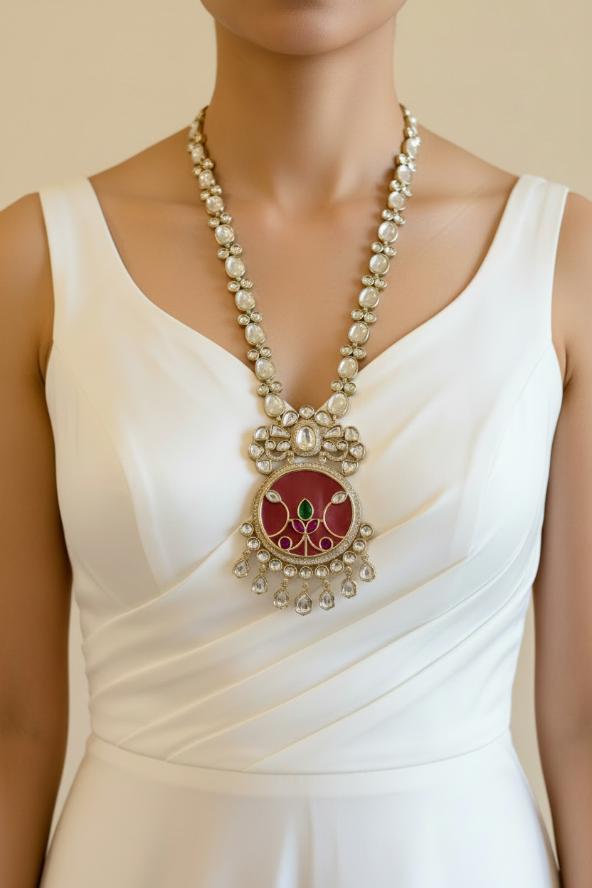 Pink Eclat Kundan Jewellery Set