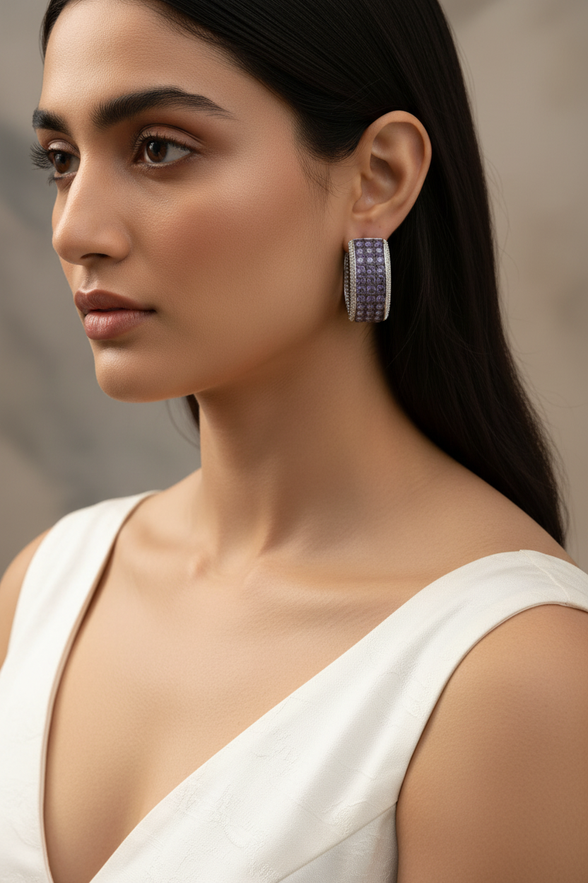 Lavelle Amethyst American Diamond Hoops